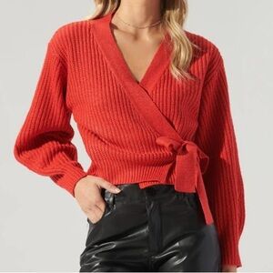 Women's Red Wrap Sweater